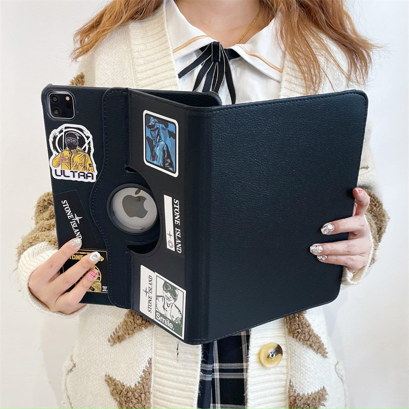 ins黑色旋转支架皮套适用ipad保护套10.2寸9代苹果Air4/5平板套10.9寸防摔ipadpro11寸潮牌12.9寸半包mini6壳