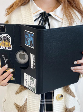 ins黑色旋转支架皮套适用ipad保护套10.2寸9代苹果Air4/5平板套10.9寸防摔ipadpro11寸潮牌12.9寸半包mini6壳