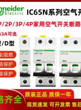 施耐德A9系列空气开关IC65N断路器1P2P3P4PC型D型16A25A32A40A63A