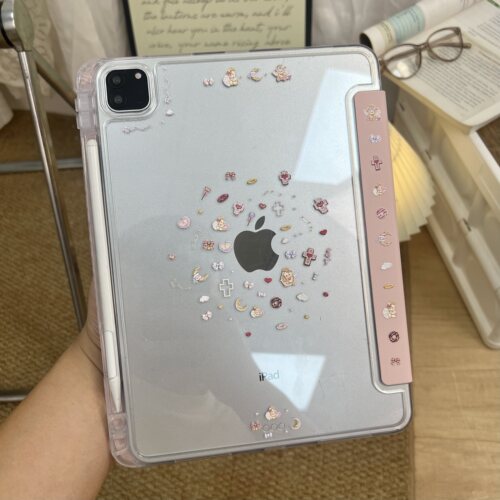 韩系ins少女天使高级感气质女适用2025ipad12.9平板保护壳带笔槽支架苹果pro11寸air6/mini7亚克力保护套防摔