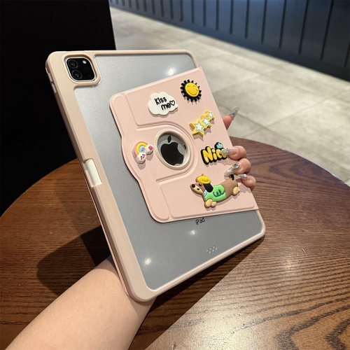 2025新款ipad11代保护套带笔槽air7保护壳6透明360旋转Pro11适用苹果8平板ipad9/10三折亚克力2021防弯10.2寸