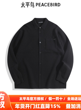 【商场同款】太平鸟男装 2025年秋季新款衬衫式黑色毛衣B1EAE3309