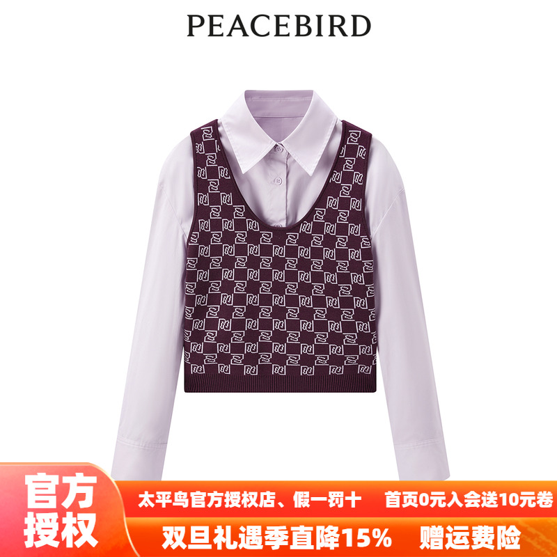 【商场同款】太平鸟女装2025年冬季新款两件套衬衫A3CAD4407