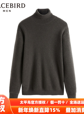 【商场同款】太平鸟男装高领毛衣2025秋新款修身针织衫B1EGD4369