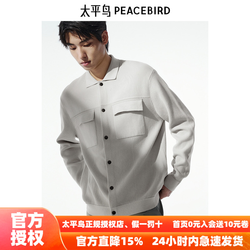 【商场同款】太平鸟男装毛衣秋季新款翻领夹克式针织衫 B1EAE3213
