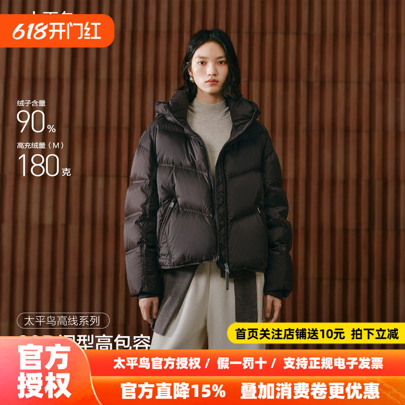 【商场同款】太平鸟火山岩发热龟背羽绒服女保暖羽绒衣A1ACF4412