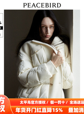 【商场同款】太平鸟女装2025秋新双面呢拼接绗缝羽绒服A1ACD4288