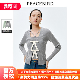 假两件绑带套头衫 A1EEE1603 新款 2026春季 商场同款 太平鸟女装