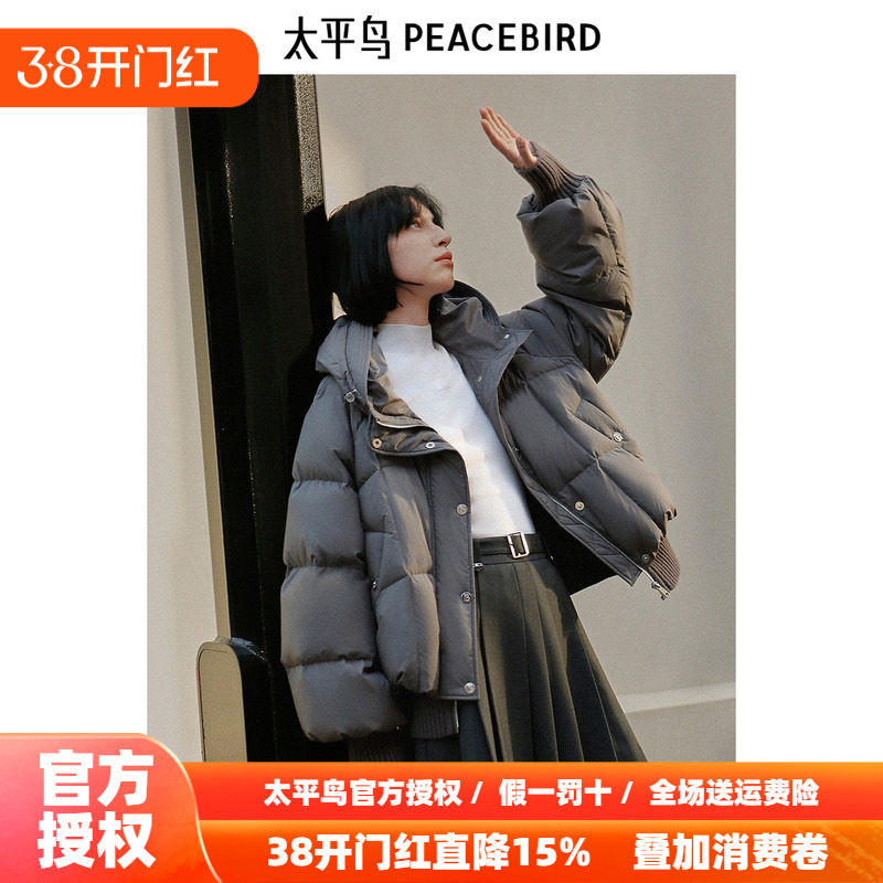 太平鸟女装2025年冬季新款连帽泡芙羽绒服A1ACE4224