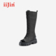 iiJin艾今26春新11.5cm超轻厚底内增高牛仔绑带骑士长靴女724STG