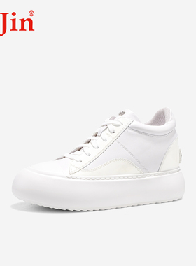 【明星同款】iiJin艾今8.5cm经典厚底内增高超轻小白鞋女YF265WTC