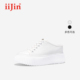 iiJin艾今经典 8.5cm超轻厚底内增高简约帆布一脚蹬拖鞋 女254CTA