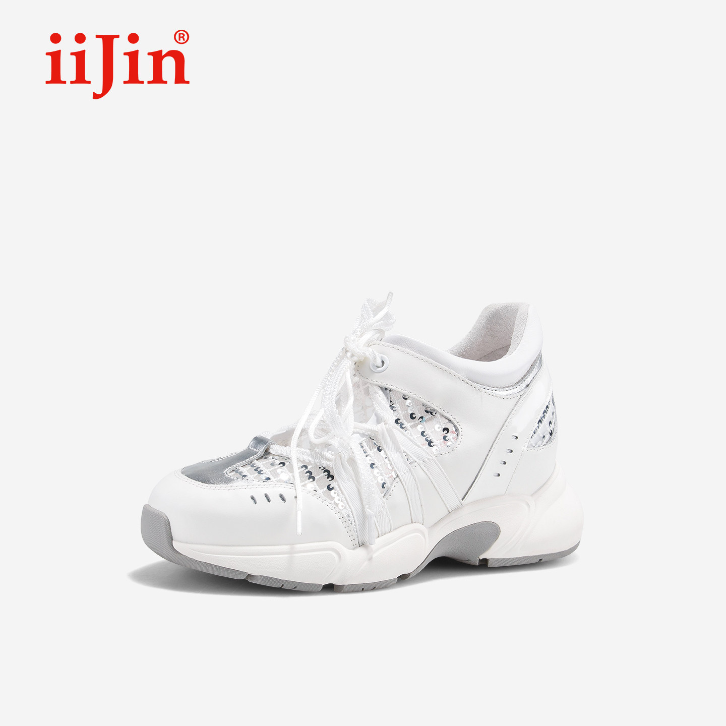 iiJin艾今26春新品8.5cm厚底内增高蕾丝绑带玛丽珍休闲鞋女937FTB,女鞋,玛丽珍鞋,淘宝优惠券,粉丝福利购,淘宝优惠卷