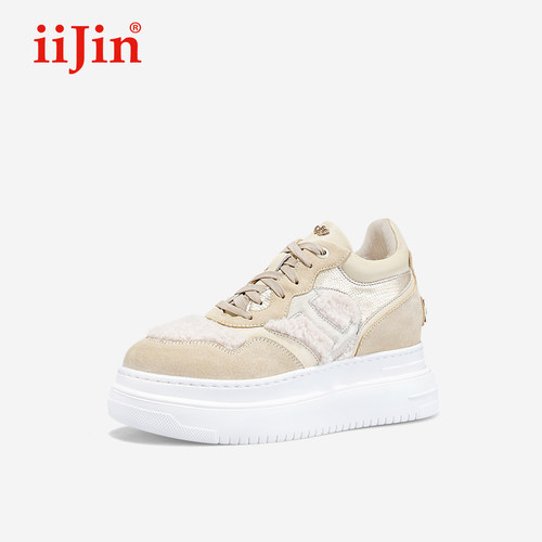 艾今秋冬9cm厚底增高休闲板鞋女