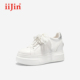 iiJin艾今25新款 9cm超轻厚底隐形内增高甜美休闲小白鞋 女291GNL