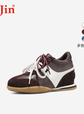 iiJin艾今25新款7.5cm隐形内增高复古美拉德德训鞋休闲鞋女321QNI