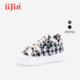 iiJin艾今官方超轻7cm厚底内增高千鸟格织物低帮休闲鞋 女136AWEJ