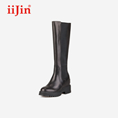 iiJin艾今经典 明星同款 10cm厚底内增高切尔西长筒靴女566ZQE