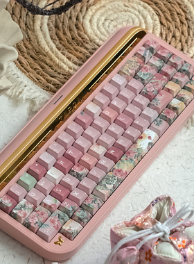 新壳盒子摇红满枝国风键帽140键新原厂PBT五面热升华适配机械键盘