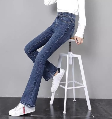 微喇牛仔裤女高腰显瘦2024年春夏