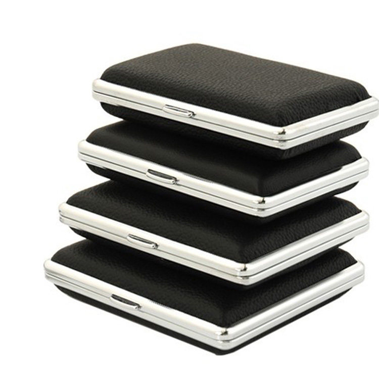 正品双枪烟盒创意超薄黑色真皮烟盒14 16 18 20支装可选 香菸盒
