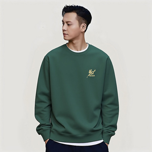 新款加绒纯棉重磅男士圆领卫衣秋冬潮牌男女情侣款大码本命年外套