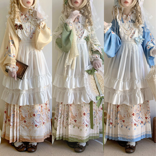 宴花辞原创【萌】汉洋折衷明制交领琵琶袖加绒斗篷马面洛丽塔秋冬