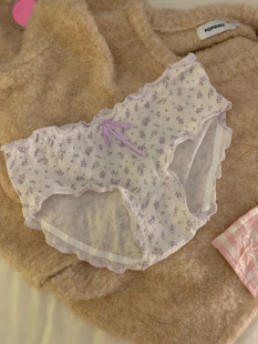 中腰包臀裤 法式 短裤 简约小碎花甜美少女内裤 头 棉质舒适透气三角裤