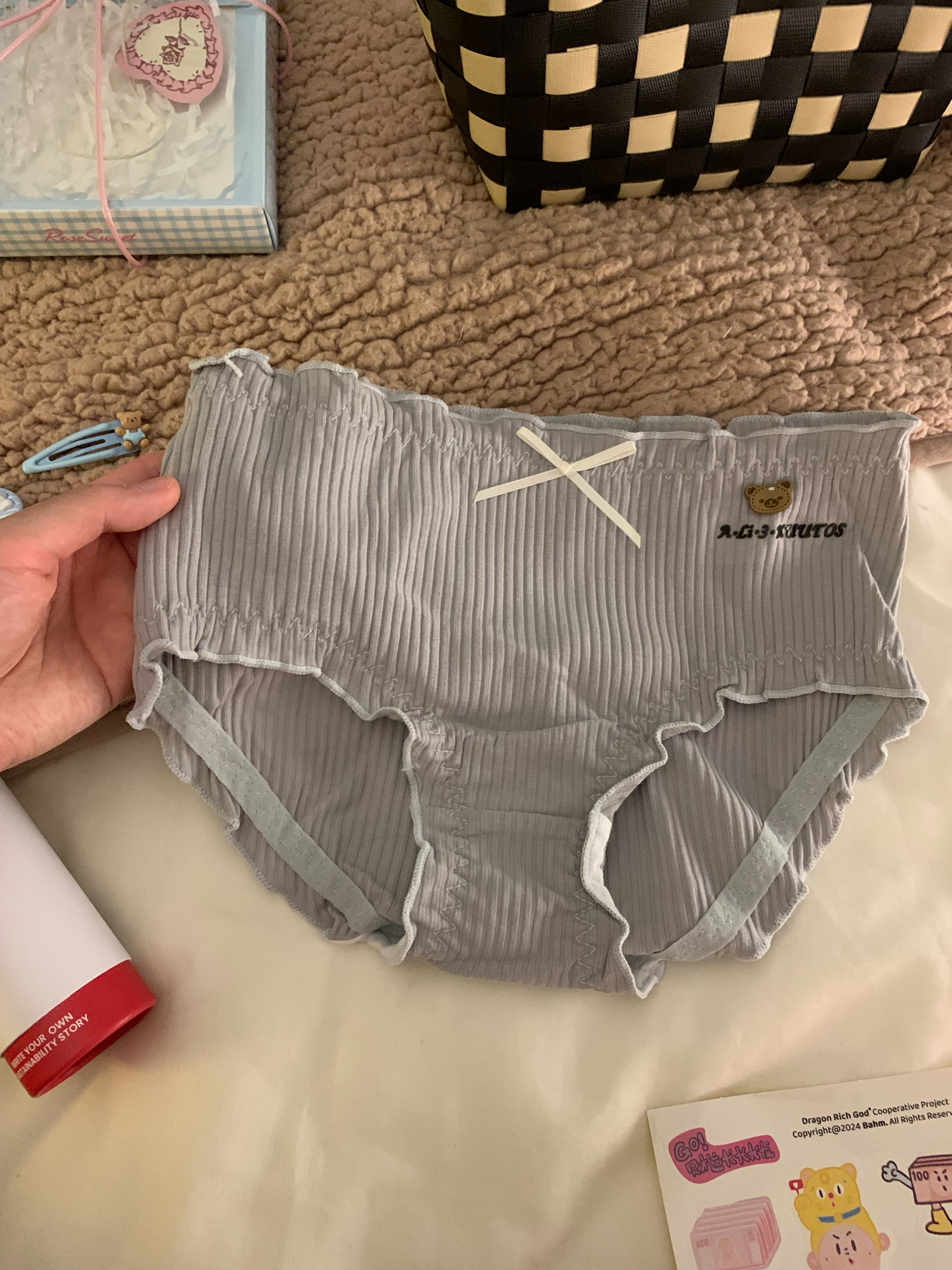 小熊卡通内裤女纯棉透气底裆亲肤舒适少女三角裤短裤中腰春夏裤头