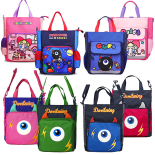 小恶魔小学生补习袋女孩防水儿童手拎袋男斜挎包美术袋补课书包轻