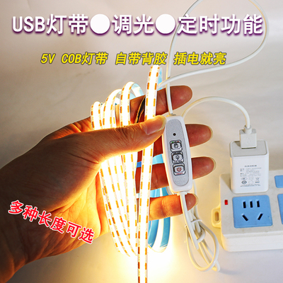 5V调光定时USB插电灯带COB