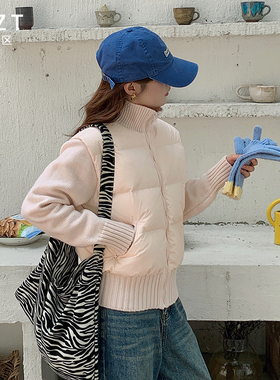 FTZT 针织袖拼接羽绒服2025年冬季新款90白鸭绒轻薄修身短外套