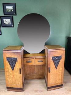 化妆台 柳桉梳妆台 民国海派老家具 摩登ArtDeco梯型梳妆台