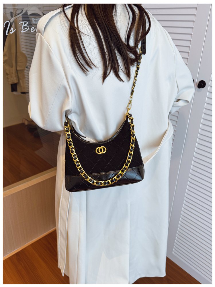 小香风菱格链条腋下包包女秋冬2025新款轻奢小众高级感手提斜挎包