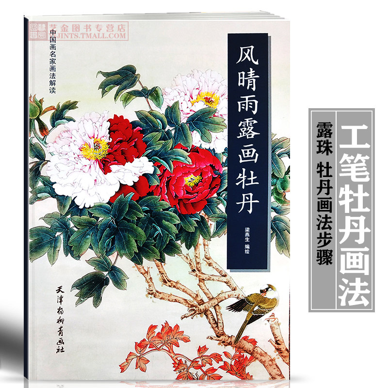 画名家画法解读梁燕生编绘白描画稿设色步骤详解牡丹花绘画国画技法