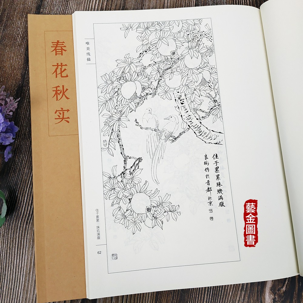 正版春花秋实唯美线描郝良彬白描线描花卉画法工笔画初学勾线练习天津杨柳青画社