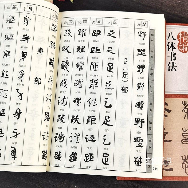 精编八体书法字典 部首索引常用字书法字典楷隶篆行草书颜体章草金文