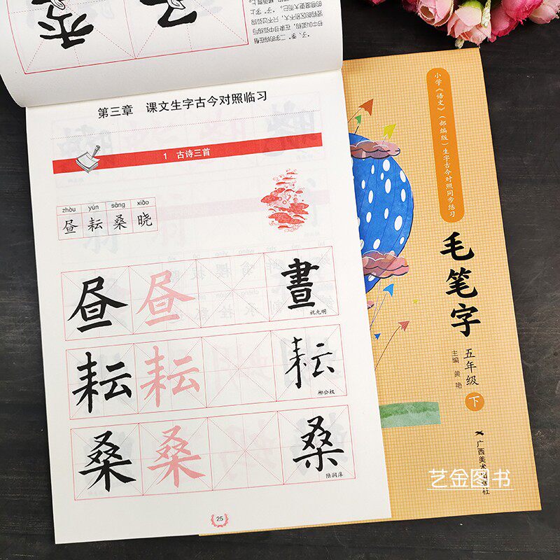 版教材同步毛笔书法入门描红笔画笔顺练习生字毛笔临摹字帖广西美术