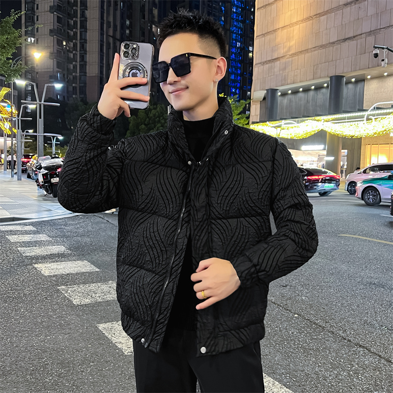 潮牌冬季加绒加厚棉衣港风复古立领棉服外套男款高级感百搭棉衣
