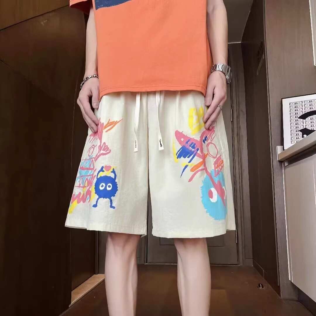 夏季轻薄宽松速干五分裤美式高街百搭小众男女同款高级感五分裤潮