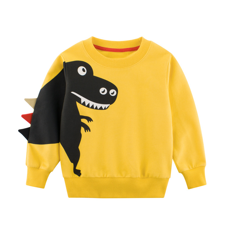 韩版时尚童装秋季新品2025孩子的衣服儿童恐龙纯棉小毛圈运动卫衣