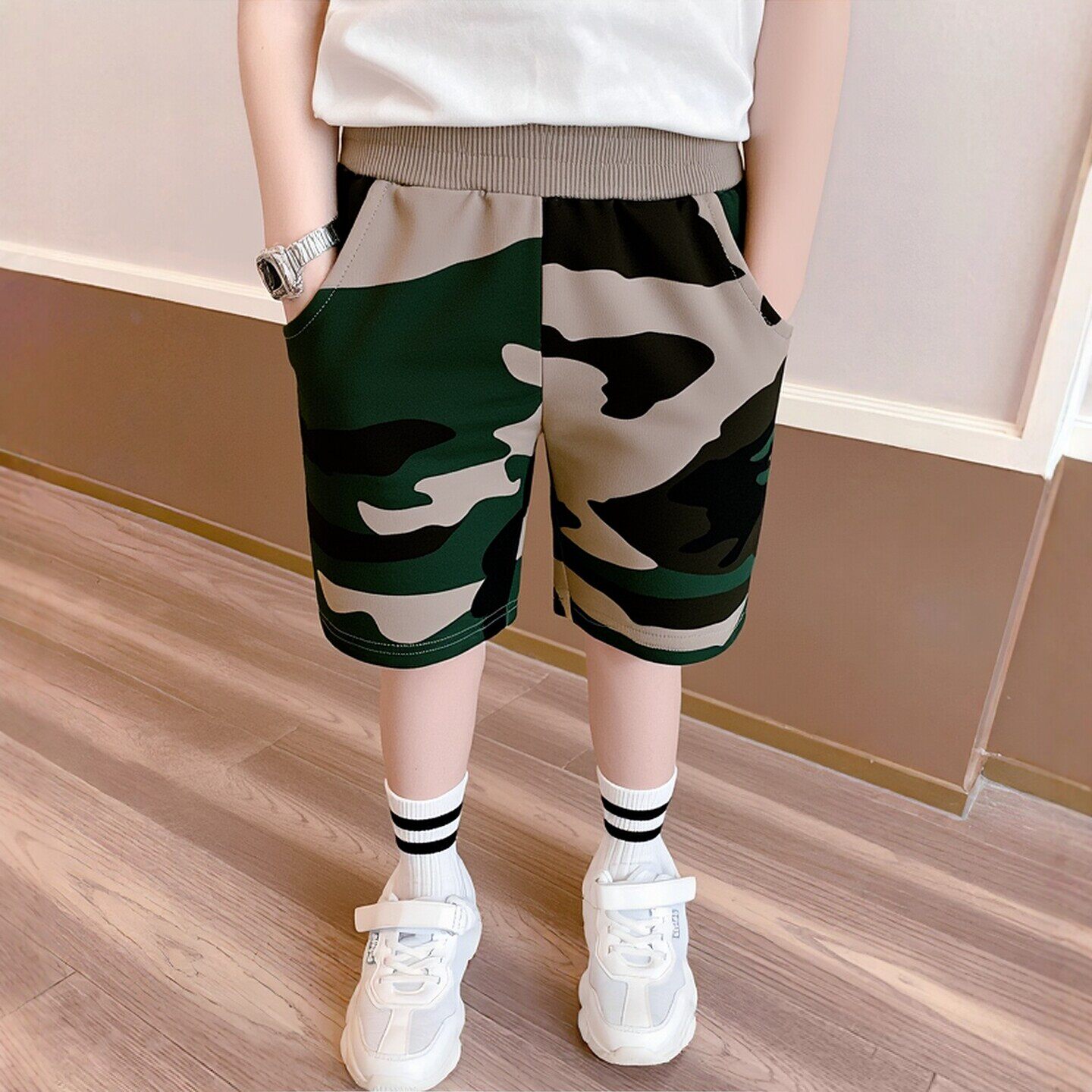 27kids男童夏装洋气短裤新款 儿童迷彩裤薄款中小童纯棉休闲裤子