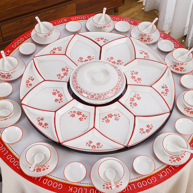 年夜饭团圆拼盘餐具组合过年盘子菜盘家用2023新款碗碟套装创意