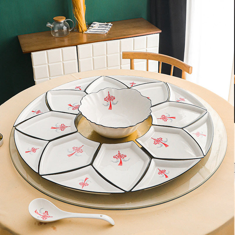 网红拼盘餐具组合过年家用碗碟团圆陶瓷拼盘餐具团年饭套装,餐饮具,盘,淘宝优惠券,粉丝福利购,淘宝优惠卷
