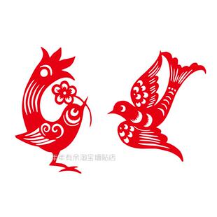 喜鹊窗花剪纸镂空不干胶即时贴玻璃门贴纸PVC自带胶喜鹊登门