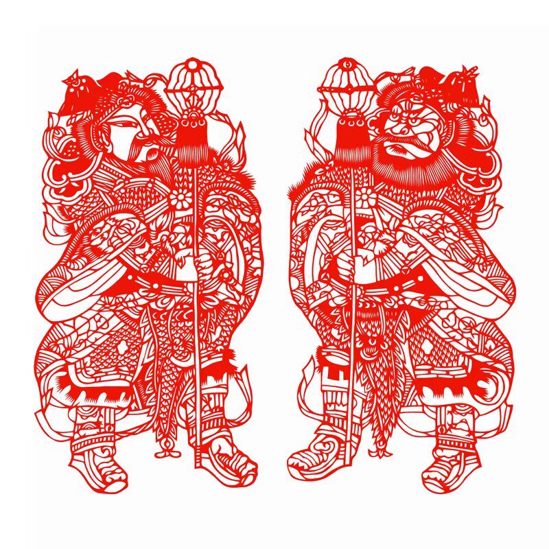 门神窗花玻璃门贴静电贴纸镇宅门神剪纸年画新春2026马年春节新年