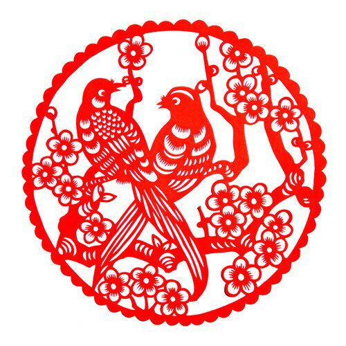 中国风传统手工剪纸富贵喜鹊窗花成品花鸟装饰剪纸画 红宣纸礼品