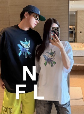 【NEW FOOLLAND】2025春夏W@1D0NE独角兽oversize印花短袖T恤