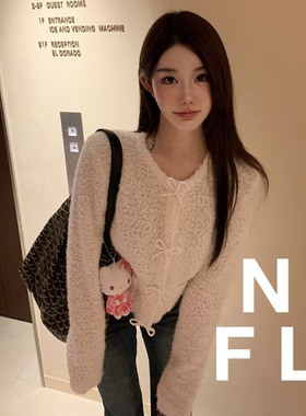 【NEW FOOLLAND】AcN12025秋冬蝴蝶结羊毛开衫针织毛衣