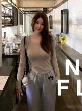 【FOOLLAND】Ins爆火CH辣妹十字架L0Go印花休闲微阔腿长裤卫裤